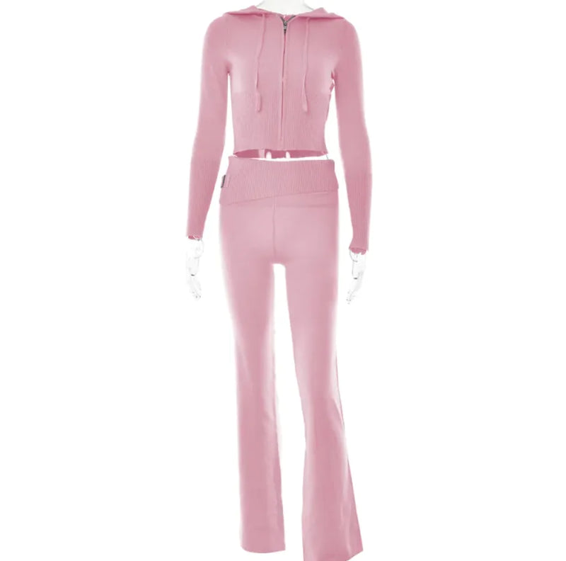 Knitted Hooded Two-Piece Set