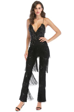 Two-Piece Shoulder-Exposing Set with Wide-Leg Pants