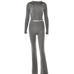 Knitted Hooded Two-Piece Set